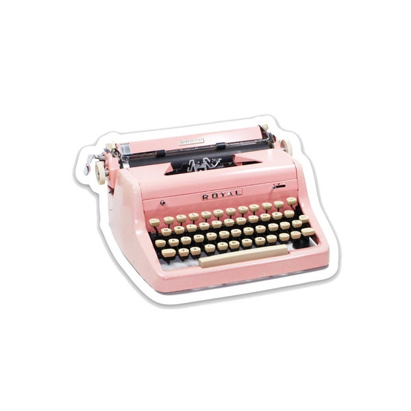 Pink Royal Vintage Typwriter- 3" vinyl Sticker- Laptop Decal - Water Bottle Sticker - writer Gift - vintage