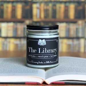 The Library Soy Candle Old Books Eucalyptus Lavender As Seen on Oprah & Buzzfeed Gifts for Book Lovers image 1