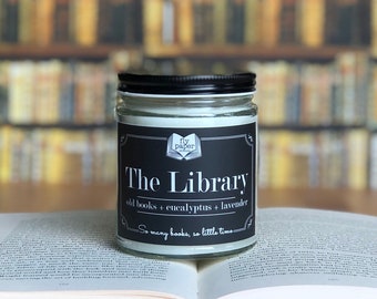 The Library Soy Candle - Old Books + Eucalyptus + Lavender As Seen on Oprah & Buzzfeed Gifts for Book Lovers