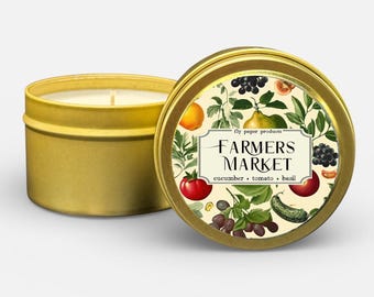 Candela di soia Farmer's Market da 4 once - Cetriolo + Pomodoro + Basilico