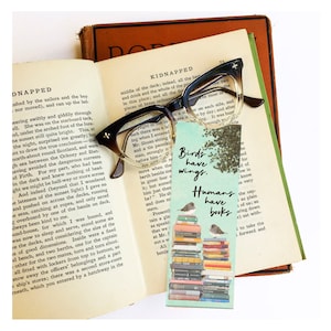 Birds have wings. Humans have books- Birdie Reading List- Wooden Bookmark- Reader Gift - Book Lover Gift - Bookish- Made in Michigan