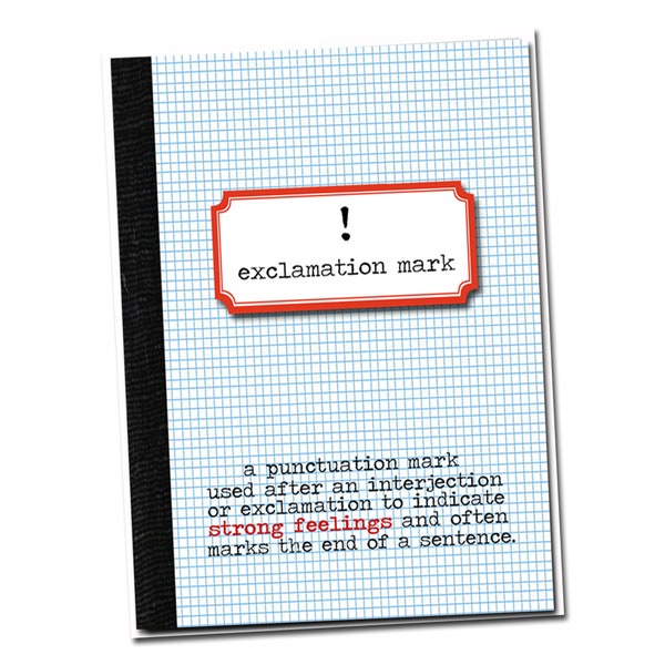 Exclamation Mark! Grammar themed Birthday card. - Grammar Geek Card- Teacher card- Professor - Writer card - Reader Card- Punctuation