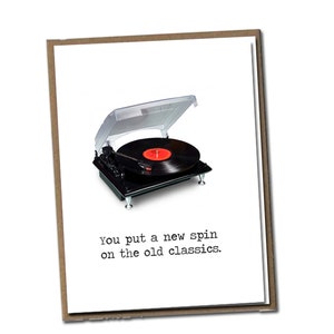 You put a new spin on the old classics. Classic Linen Series Greeting Card- Birthday Card - Retro Greeting Card- Vinyl lover Card - Record