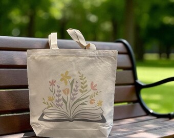 Borsa tote in cotone biologico Floral Botanical Library - Regali letterari