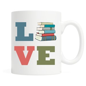 Love Books-  11 ounce Ceramic Mug- Bookish Gift- Book Lover Gift- Reading - Reader Gift - Boxed Gift- Teacher Gift