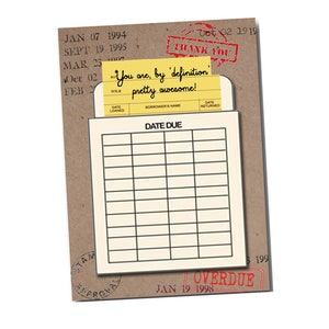 You are, by definition, awesome! Book Themed Thank You Card with a Vintage Book Card and Library Pouch. - Librarian Card - Bookish