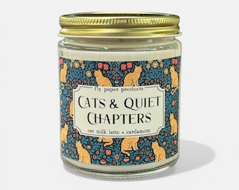 Cats and Quiet Chapters 9oz Soy Candle | Oat Milk Latte + Cardamom