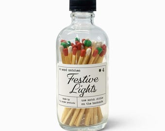 Festive Lights - 45 Christmas Holiday Matches - Apothecary Bottle