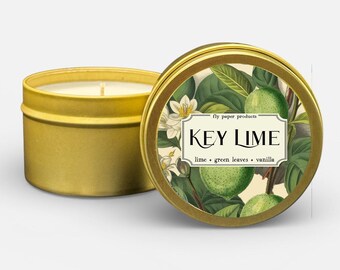 Key Lime 4oz Candle- Lime + Green Leaves + Vanilla