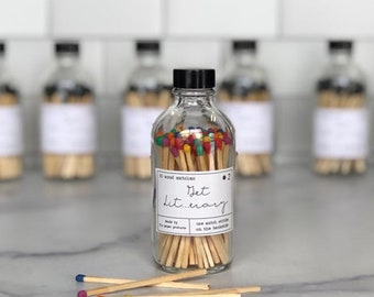 Rainbow or Black Safety Matches Apothecary Jar - Safety Matches in a bottle - Apothecary Bottle