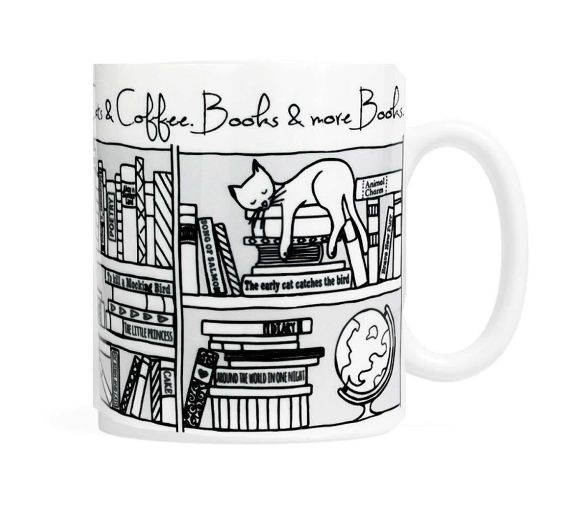 LINGJIONG Tazza da caffè con gatto,11,8 once Maxwell The Cat Tazza in ceramica – Romanzo Morning Pottery Latte Tazze e dipinti Unici Regali di compleanno per donne