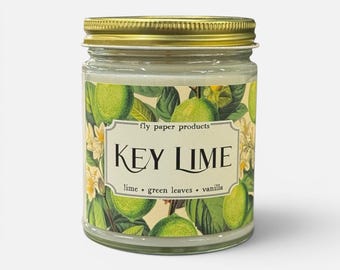 Key Lime 9oz Candle- Lime + Green Leaves + Vanilla