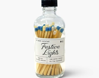 Festive Lights - 45 Hanukkah Holiday Matches - Apothecary Bottle