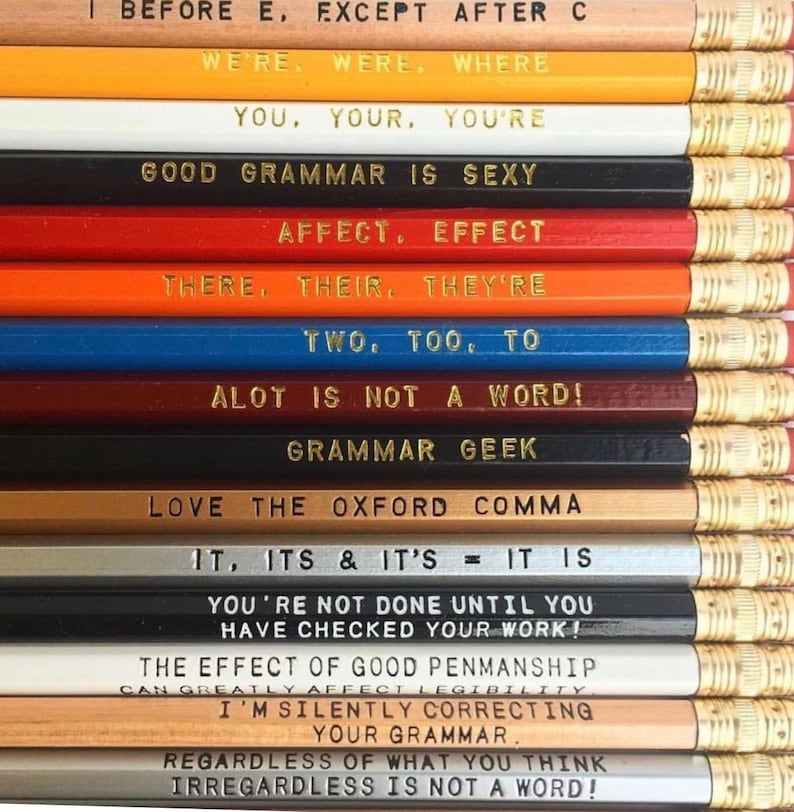 Colorful Grammar Rules Pencil Set for Book Lovers Pencils Etsy