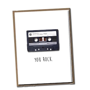Du rockst. Klassische Grußkarte aus der Leinenserie - Innen leer - Retro - Vitnage - Freundschaftskarte - Ermutigung - Bester Freund - Danke
