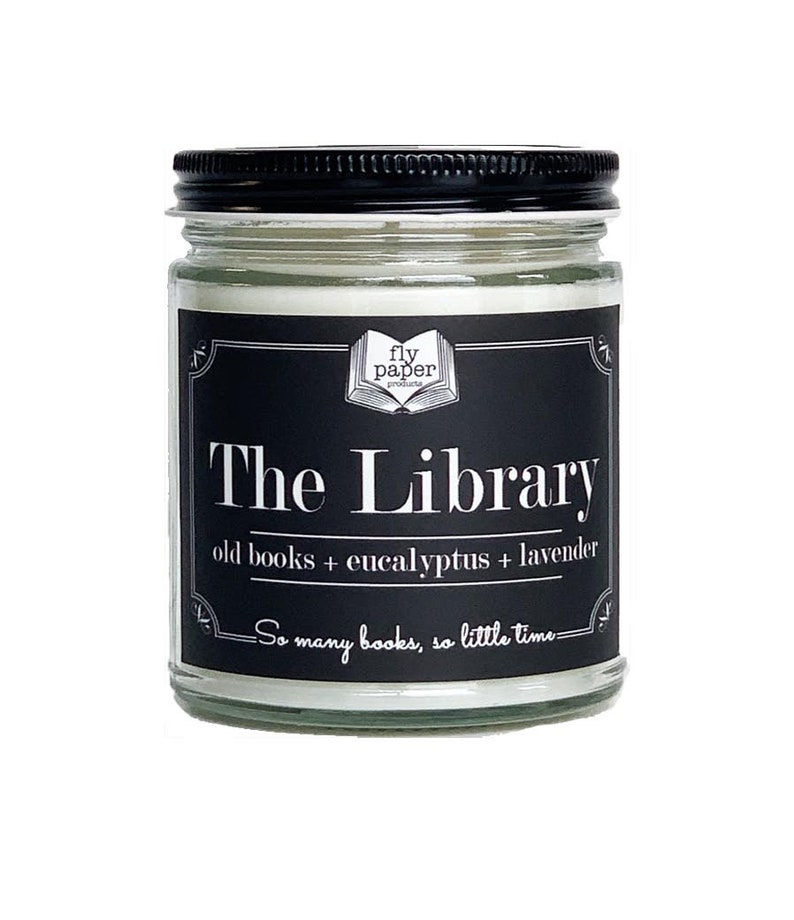 The Library Soy Candle Old Books Eucalyptus Lavender As Seen on Oprah & Buzzfeed Gifts for Book Lovers 9oz Glass Candle
