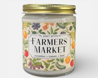 Candela di soia Farmer's Market da 9 once - Cetriolo + Pomodoro + Basilico