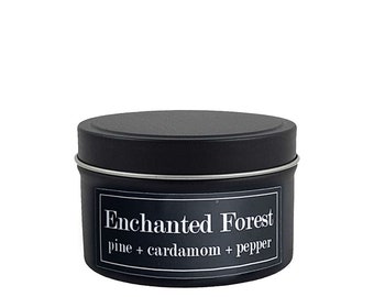 Enchanted Forest Soy Candle - Pine + Fir + Cardamom + Pepper - Book Lover Candle - Literary Candle - Bookish Gifts