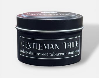 Gentleman Thief 4oz Soy Candle- Redwoods + Sweet Tobacco + Amaretto