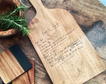 Personalised Recipe Engraved on Wood Chopping Board, Handwritten Recipe