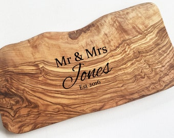 Personalised Chopping Board, Solid Olive Cheese Board, Wedding Chopping Board, Engagement, Anniversary Gift, Mr & Mrs Gift