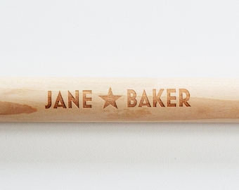 Personalised Engraved Rolling Pin, Custom Wooden Rolling Pin, Star baker, Birthday, Mothers Day, House Gift, Baking Parties