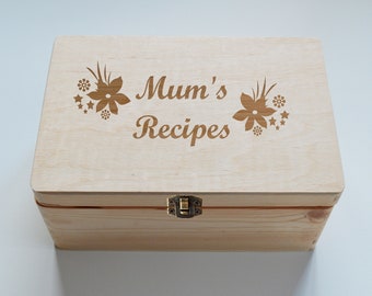 Mothers Day Gift, Personalised Wooden Box, Mummy's Recipes, Keepsake box, Recipe Box, Recipe Book, 20x30cm Box