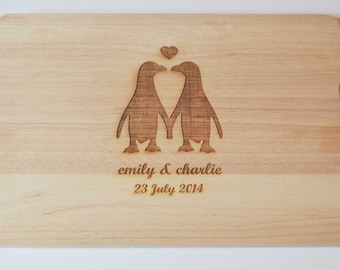 Personalised Penguin Chopping Board and Cheese Board