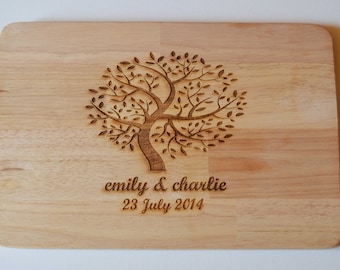 Personalised Engraved Tree, Wedding, Anniversary Chopping, Cheese Board