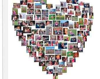 Personalised Collage Heart Shape Photo Collage on Canvas, Photo Collage,  High Quality Water, Scratch Resistant Canvas