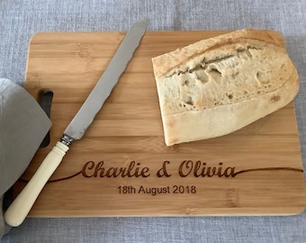 Personalised New Wedding Gift- Acacia Wood Large Chopping Board -Engraved Cutting Board - Custom Made - Cutting Board - Made to Order