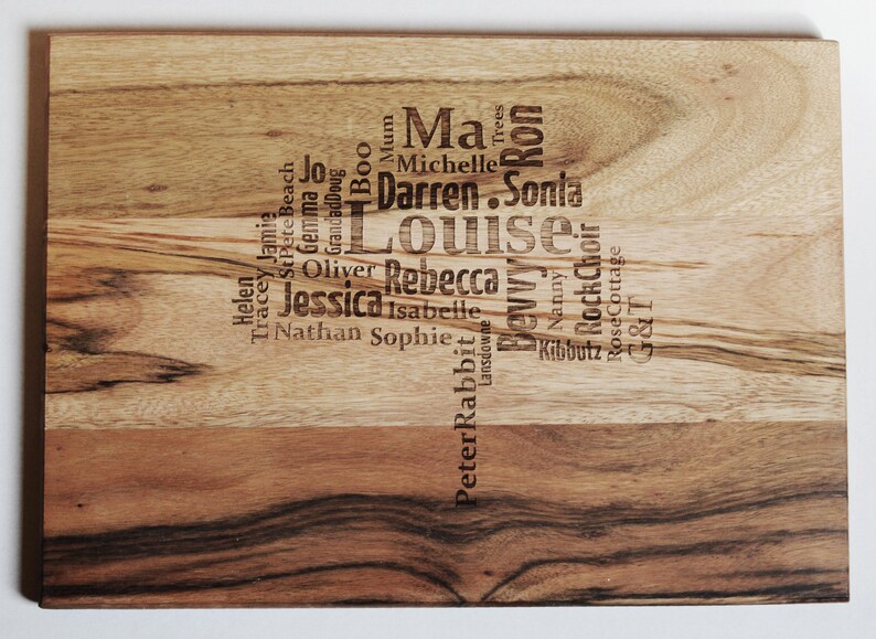 Personalised Large Solid Wooden Chopping Board Engraved Word Etsy