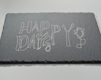 Childs Drawing on Slate Plate, Slate Cheese board, Slate Plate, Birthdays, House Gift, Anniversary, Fathers Day, Mothers Day