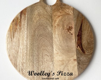 Personalised Pizza Mango Chopping and Serving Board, Personalised Engraved Round Paddle Board, Pizza Board, Fathers Day Gift