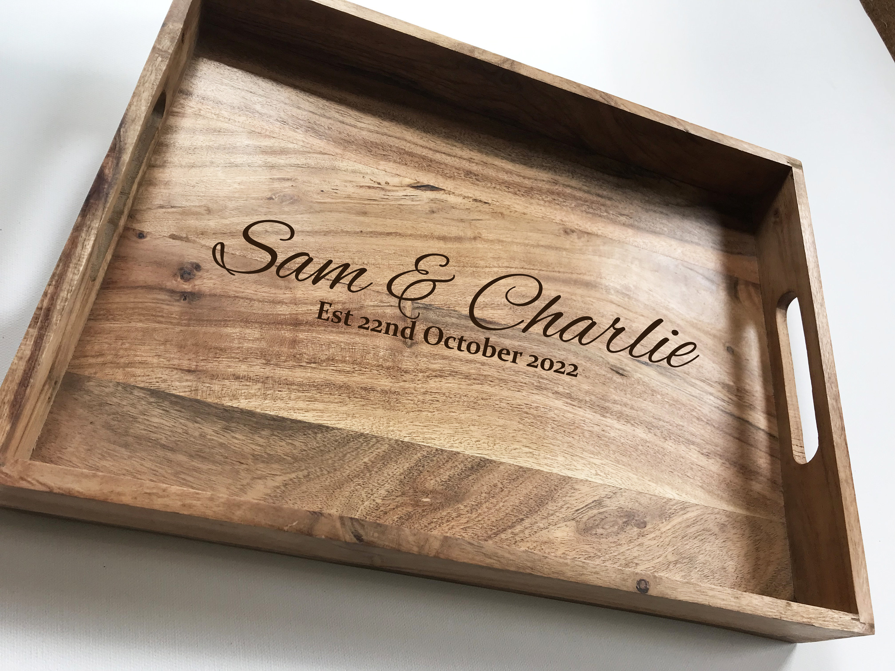 Personalised Wedding Large Wooden Tray Breakfast Tray Etsy UK