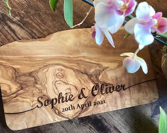 Olive Wood Chopping Board, Kitchen Chopping Board, Personalised Engraved Solid Olive Board, Chopping Cheese Board, Wedding Gift,