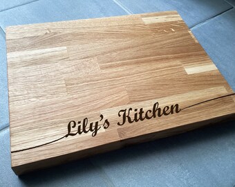 Personalised Solid Thick Oak Butchers Block, Chopping Board, Wedding Chopping Board, Engagement, New Home Gift