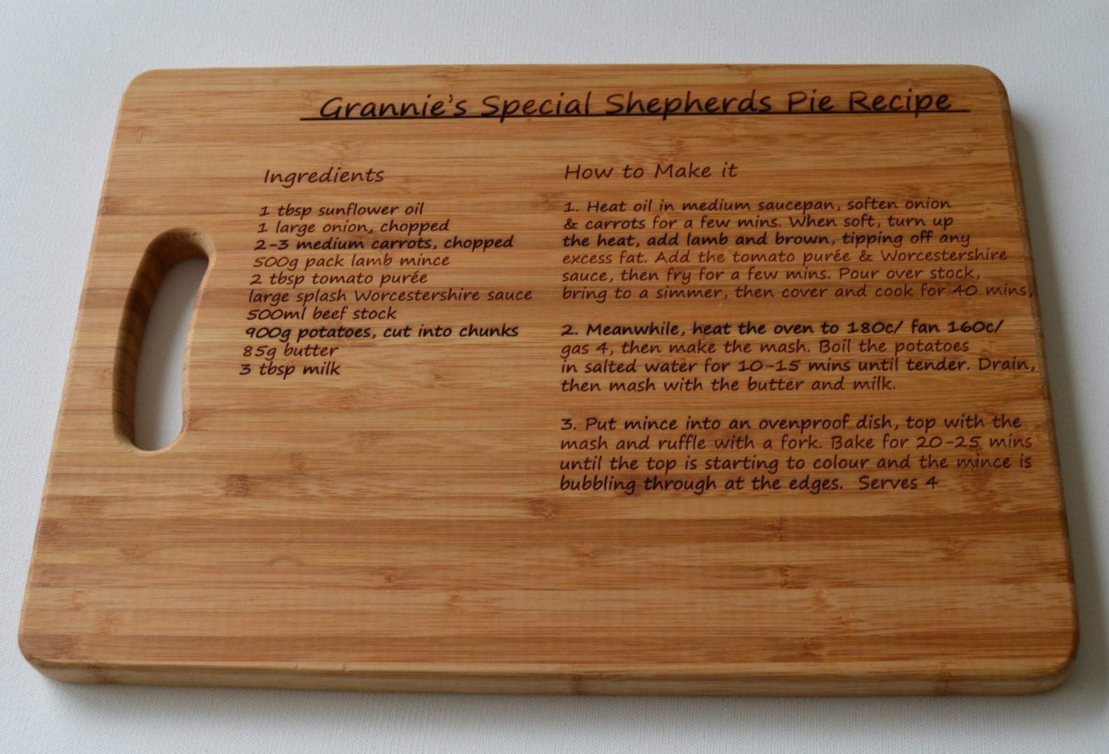 Personalised Chopping Board Recipe Large Solid Wooden Chopping Etsy UK
