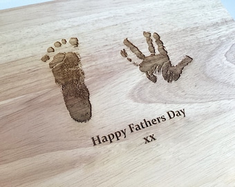 Baby Hand and Foot Print Engraved, Personalised Chopping Board, Personlised Coasters