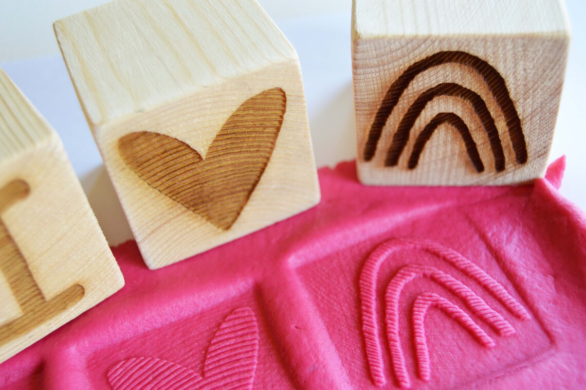 Wooden Playdough Letter Stamps Letter Block Stamps Etsy