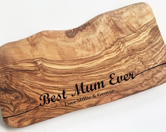 Personalised Mothers Day Cheese Board, Best Mum Charcuterie Board, Solid Olive Wood Cheese Board