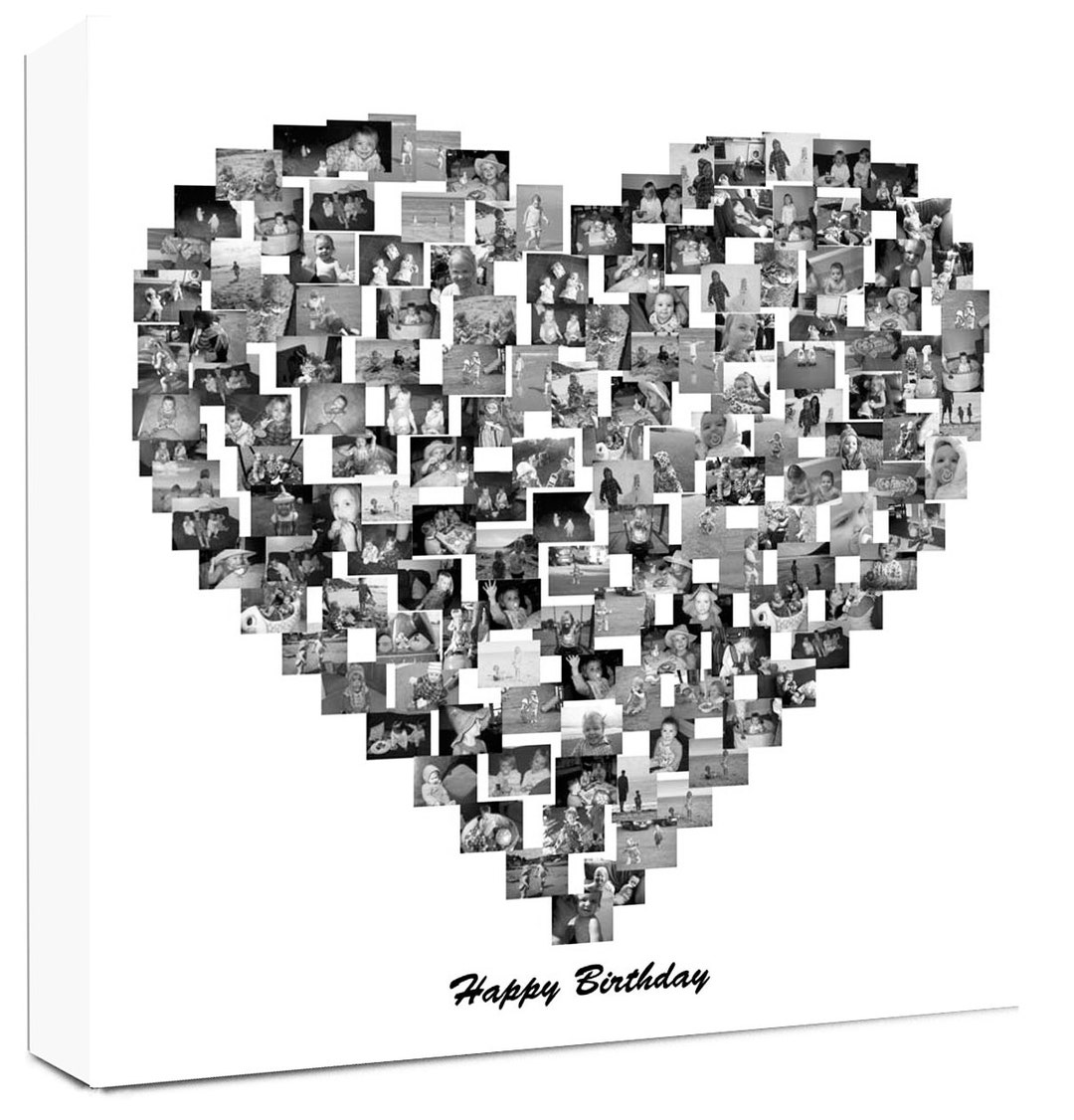 Heart Shape Photo Collage On Canvas High Quality Water Etsy Uk