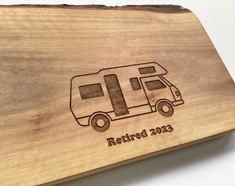 Personalised Motorhome Chopping Board, Olive Wood Board, Cheese Board, Camp More, Work Less Board