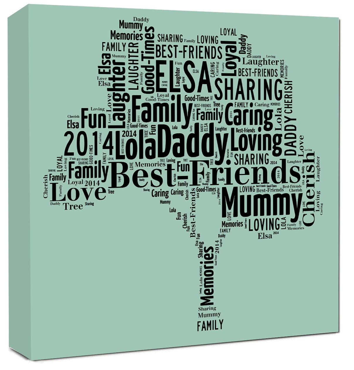 Word Art Canvas Family Tree Word Art Printed and Framed on Canvas