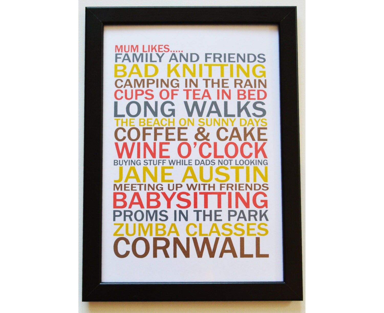 Personalised Likes Poster Word Art Poster Likes Print Custom