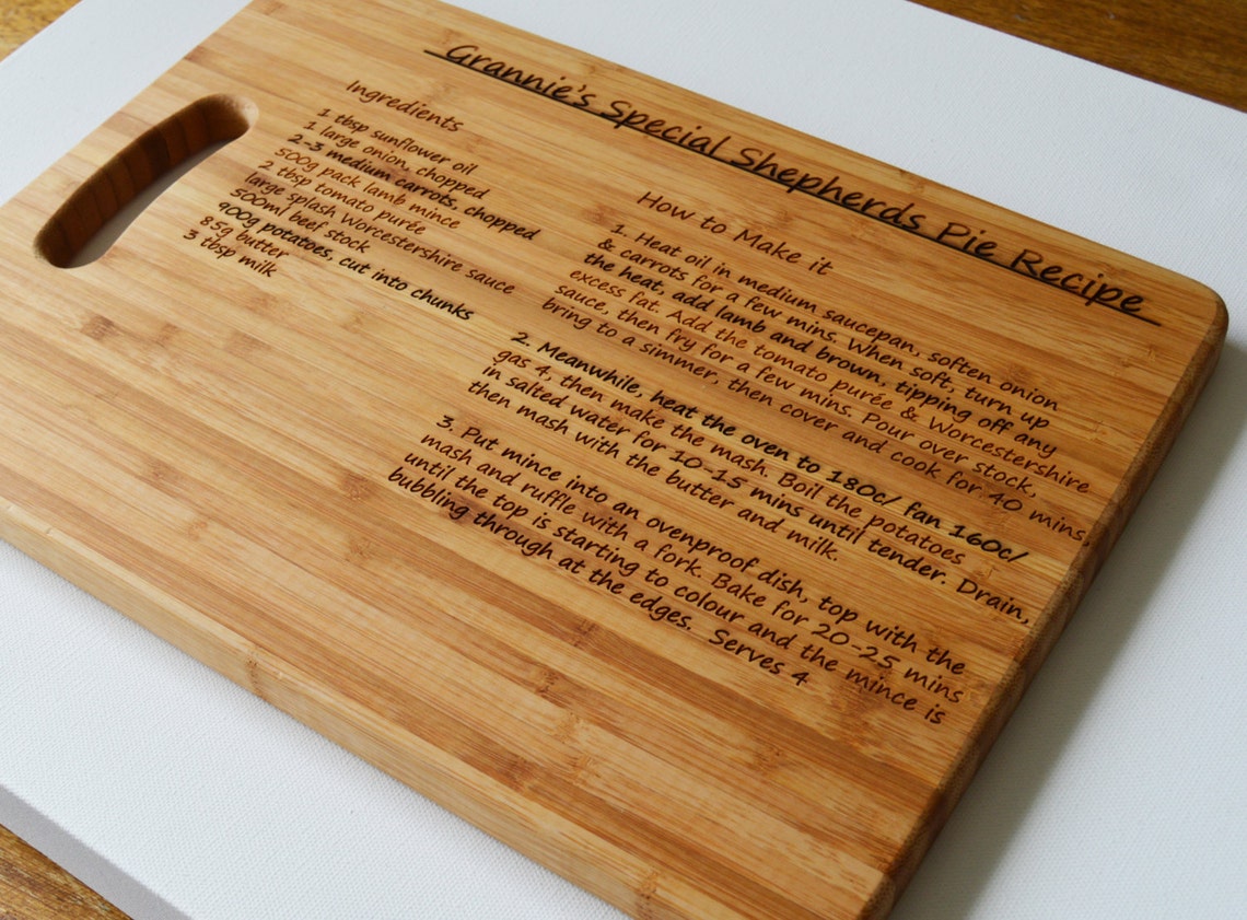 Personalised Chopping Board Recipe Large Solid Wooden Chopping Etsy UK