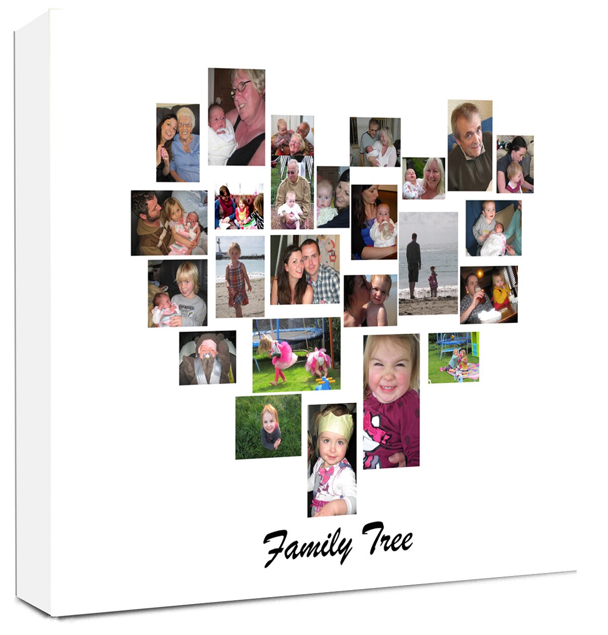 Heart shaped Photo Collage on Canvas, Ready to hang, High Quality Water