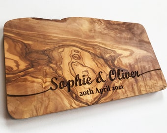 Personalised Chopping Board, Solid Olive Cheese Board, Wedding Chopping Board, Engagement, Moving In, Anniversary Gift, Happy Birthday Gift