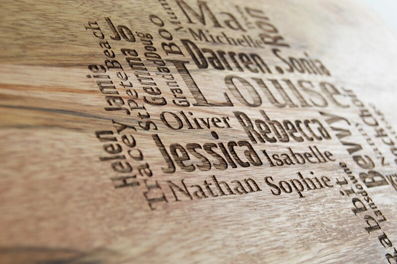 Personalised Large Solid Wooden Chopping Board Engraved Word Etsy