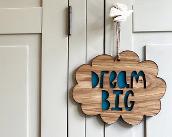 Personalised Childrens Bedroom Sign, Cloud Door Sign, Own Text Sign, Any Name Sign, Wall Decor